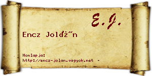 Encz Jolán névjegykártya